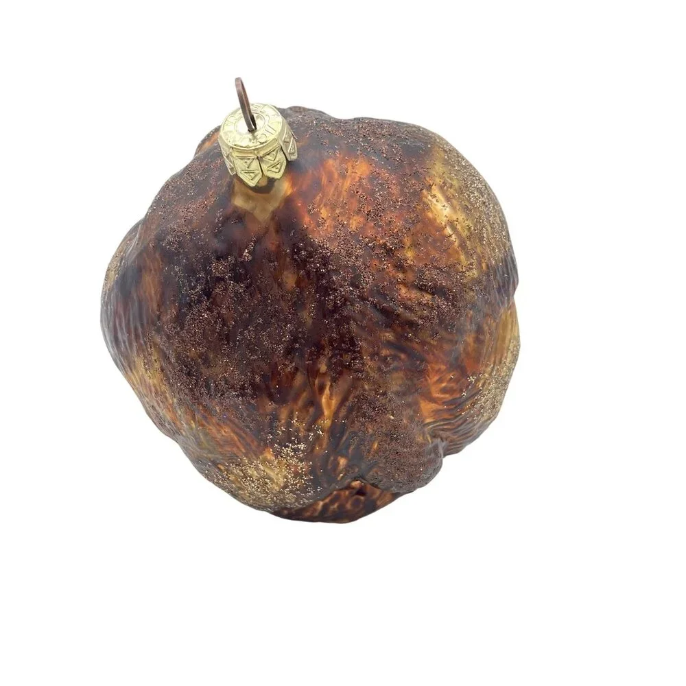 Slavic Treasures Brown bear blown glass Christmas tree ornament glitter Grizzly‎